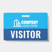 Visitor Pass ID ロゴ 建設 QRコード ネイビー バッジ (正面)