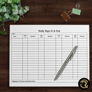 Visitor Sign In Sign Out Tracker ノートパッド