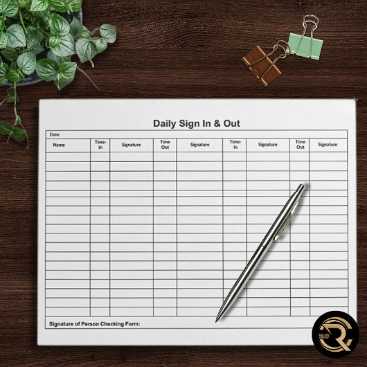 Visitor Sign In Sign Out Tracker ノートパッド