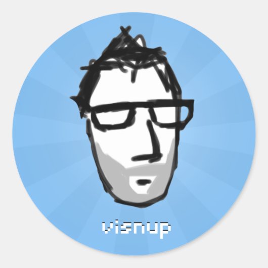 visnuステッカー（青） ラウンドシール (正面)