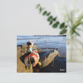 Vissende Fubby op een blikje aan de waterkant. ポストカード (スタンド正面)