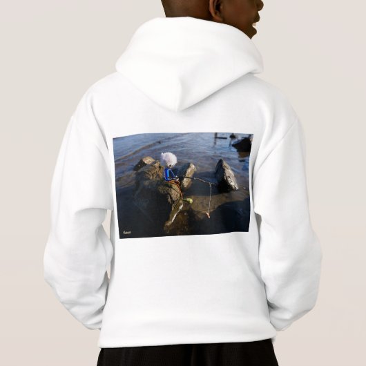 Vissende Fubby op een steen. (裏面)