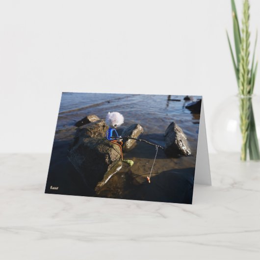 Vissende Fubby op een steen. サンキューカード (正面)