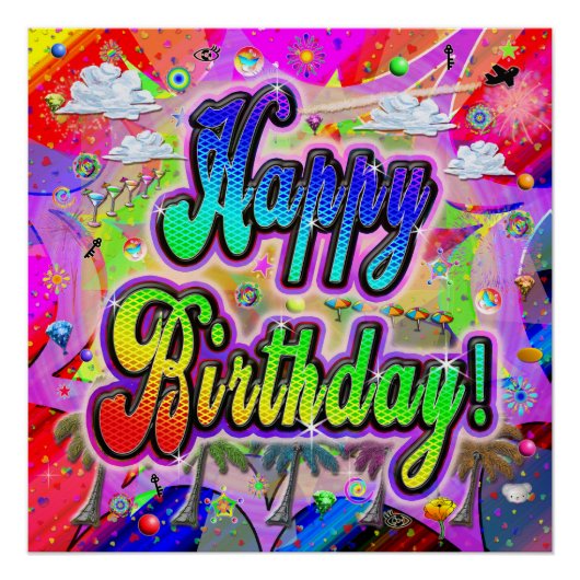 Vista表現誕生日光沢ポスター ポスター (正面)