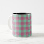 Vista Blue and Turkish Rose Pink Plaid ツートーンマグカップ (正面左)