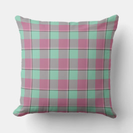 Vista Blue and Turkish Rose Pink Plaid Green クッション