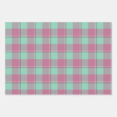 Vista Blue and Turkish Rose Plaid Green Pink ラッピングペーパーシート (正面)
