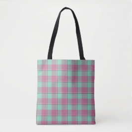 Vista Blue and Turkish Rose Plaid Pink Green トートバッグ