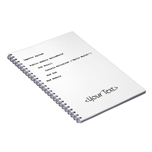 Visual Basic Hello World Greeting ノートブック (右側)