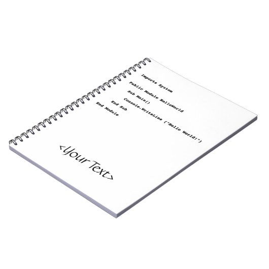 Visual Basic Hello World Greeting ノートブック (左側)