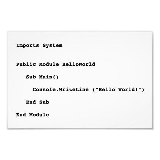 Visual Basic Hello World Greeting フォトプリント (正面)