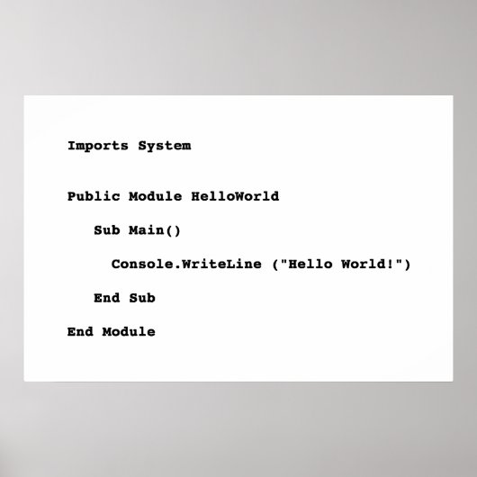 Visual Basic Hello World Greeting ポスター (正面)