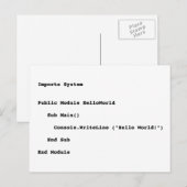 Visual Basic Hello World Greeting ポストカード (正面/裏面)