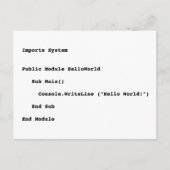 Visual Basic Hello World Greeting ポストカード (正面)