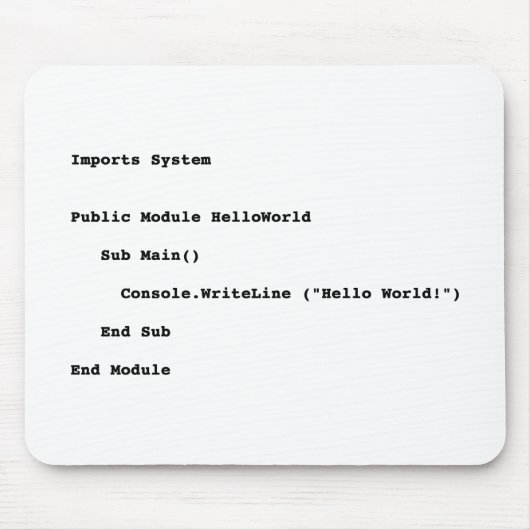 Visual Basic Hello World Greeting マウスパッド (正面)