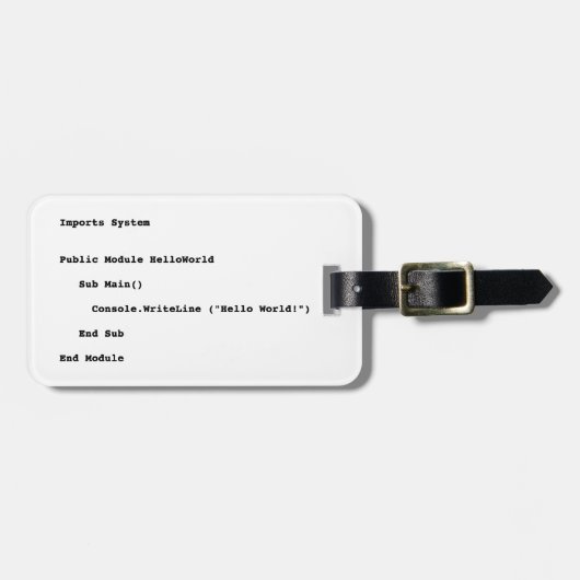 Visual Basic Hello World Greeting ラゲッジタグ (正面横)