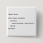 Visual Basic Hello World Greeting 缶バッジ (正面)