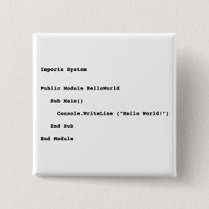 Visual Basic Hello World Greeting 缶バッジ