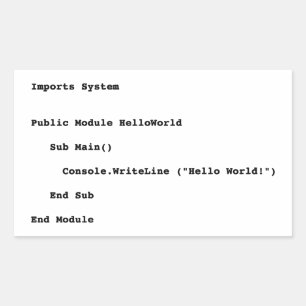 Visual Basic Hello World Greeting 長方形シール
