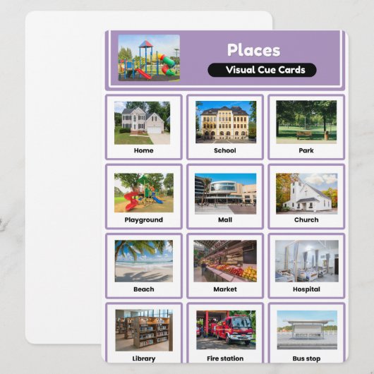 Visual Cue Cards – Realistic Purple Places Collect (正面/裏面)