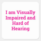 visually impaired and hard of hearing white スクエアシール (正面)