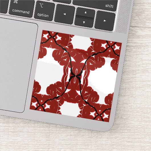 Vitae Red Abstract Acrylic Paint Pour Fluid Art シール (詳細)