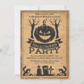 Vitage Paper Spooky Pumpkin Adult Halloween Party 招待状 (正面)