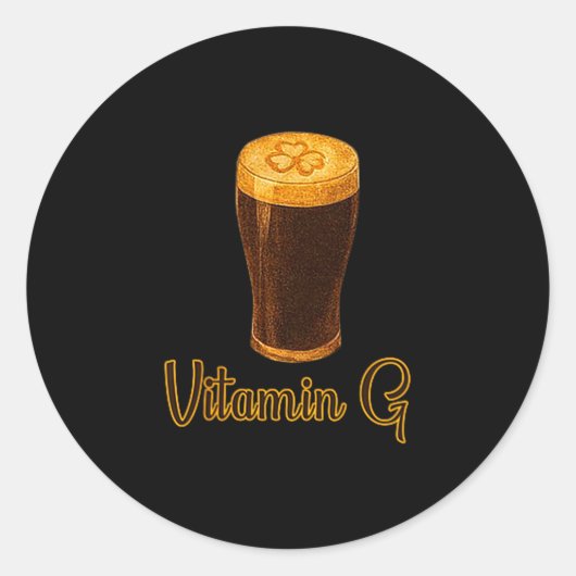 Vitamin Beer Lucky Shamrock Funny Patrick’s Day Me ラウンドシール (正面)