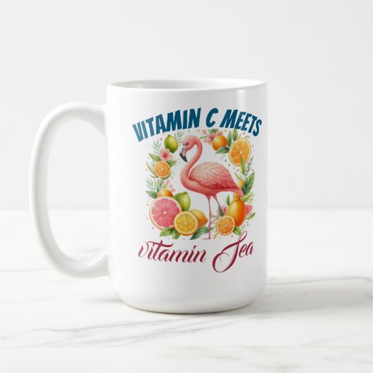 Vitamin C Meets Vitamin Sea-Tropical Flamingo Citr コーヒーマグカップ (左)