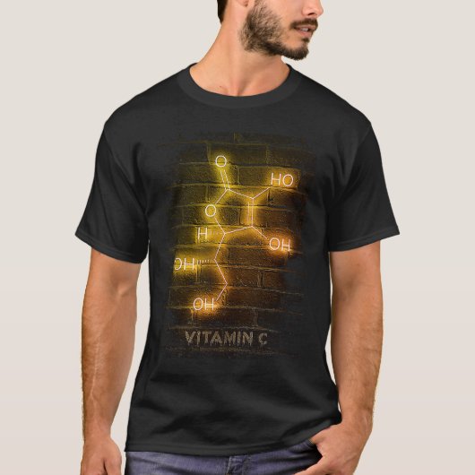 vitamin c molecule composition chemical structure tシャツ (正面)
