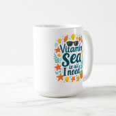 Vitamin Sea Coffee Mug - Ocean Lover's Beach Vibes コーヒーマグカップ (正面右)