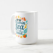 Vitamin Sea Coffee Mug - Ocean Lover's Beach Vibes コーヒーマグカップ (正面左)