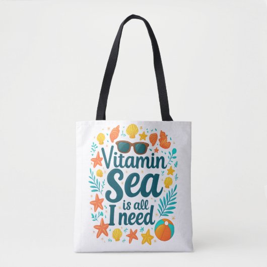 Vitamin Sea Tote Bag - Ocean Lover's Beach Adventu トートバッグ (正面)