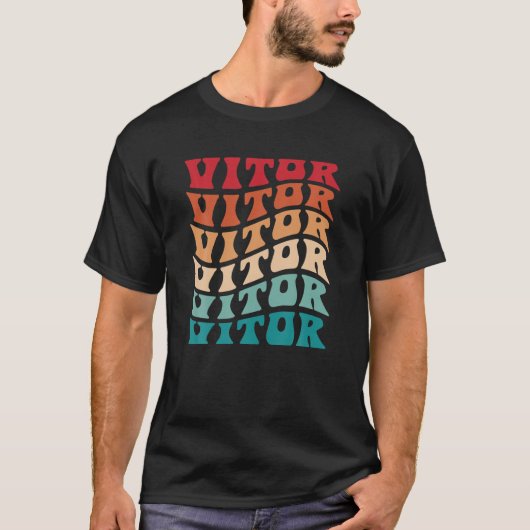 Vitor絞り染めGroovy Hippie 60s 70s名前Vitor T S Tシャツ (正面)