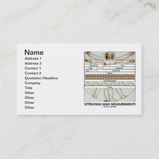 Vitruvianの人の測定(Da Vinci) 名刺 (正面)