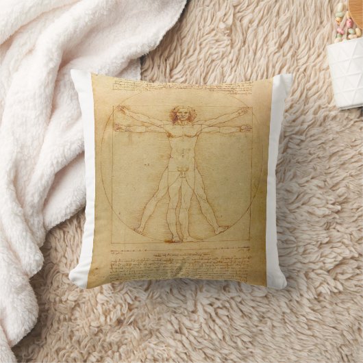 Vitruvian Man by Leonardo da Vinci クッション (ブランケット)