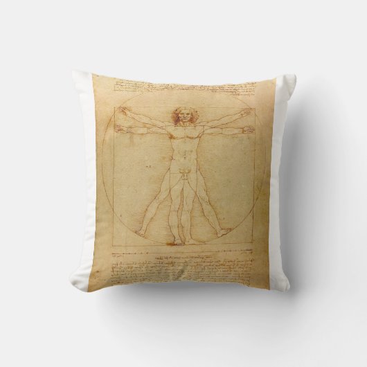 Vitruvian Man by Leonardo da Vinci クッション (正面)
