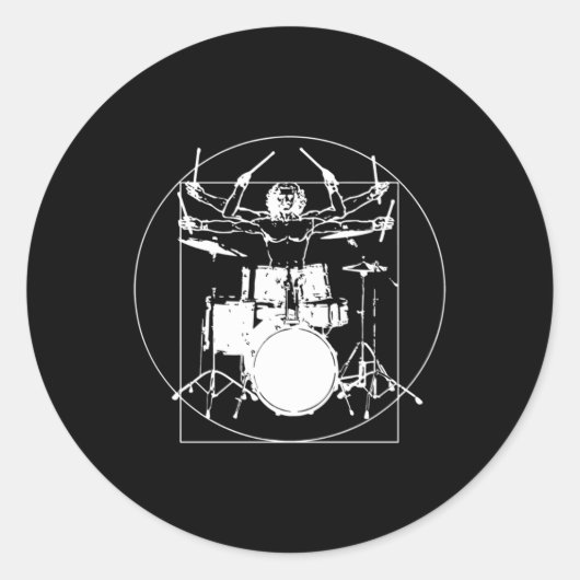 Vitruvian Man Drummer Sticker  ラウンドシール (正面)