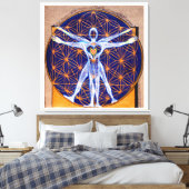 Vitruvian Man, Flower of Life, Squaring Circle キャンバスプリント (インサイチュ (寝室))