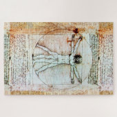 VITRUVIAN MAN Leonardo Da Vinci Antique Parchment  ジグソーパズル (横)