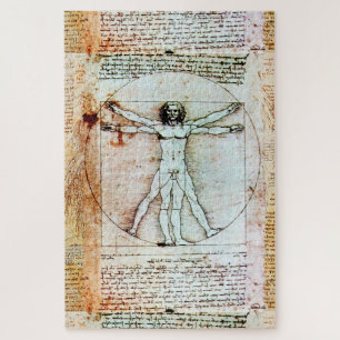 VITRUVIAN MAN Leonardo Da Vinci Antique Parchment ジグソーパズル