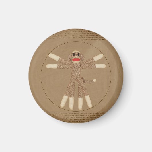 Vitruvian Sock Monkey Magnet (カスタマイズ可能) マグネット (正面)