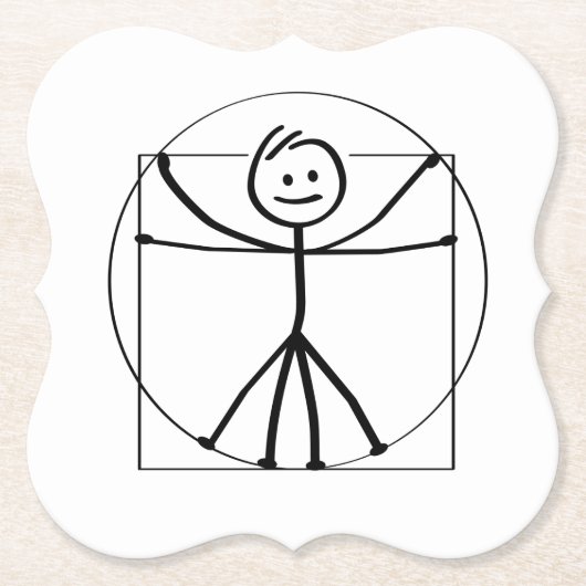 Vitruvius en Vitruviusman. Leonardo da Vinci.  ペーパーコースター (正面)