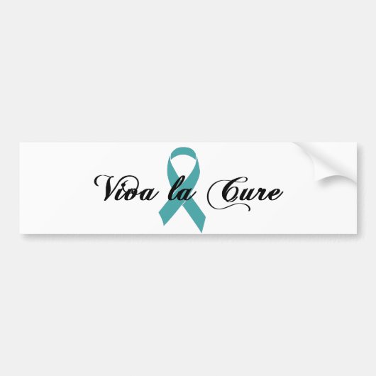 Vivaのlaの治療-子宮頸癌・のティール（緑がかった色）のリボン バンパーステッカー (正面)