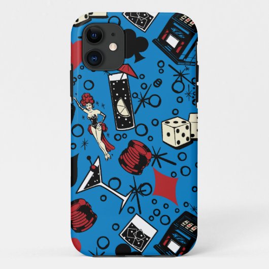Vivaベガスのカジノのレトロの賭博のデザイン Case-Mate iPhoneケース (裏面)