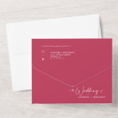 Vivaマゼンエレガントタ色アーチQRコード写真 オールインワン招待状 (裏面)