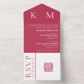 Vivaマゼンタとホワイトモノグラム – ウェディング招待 – アル オールインワン招待状 (内側)