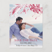 Vivaマゼンタと白の花の写真Save the Date ポストカード (正面)