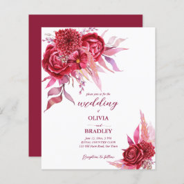 Vivaマゼンタのバーガンディバラ花バジェット招待状