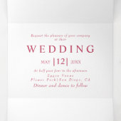 Vivaマゼンタのラインアートの花結婚写真 三つ折り招待状 (内部中)